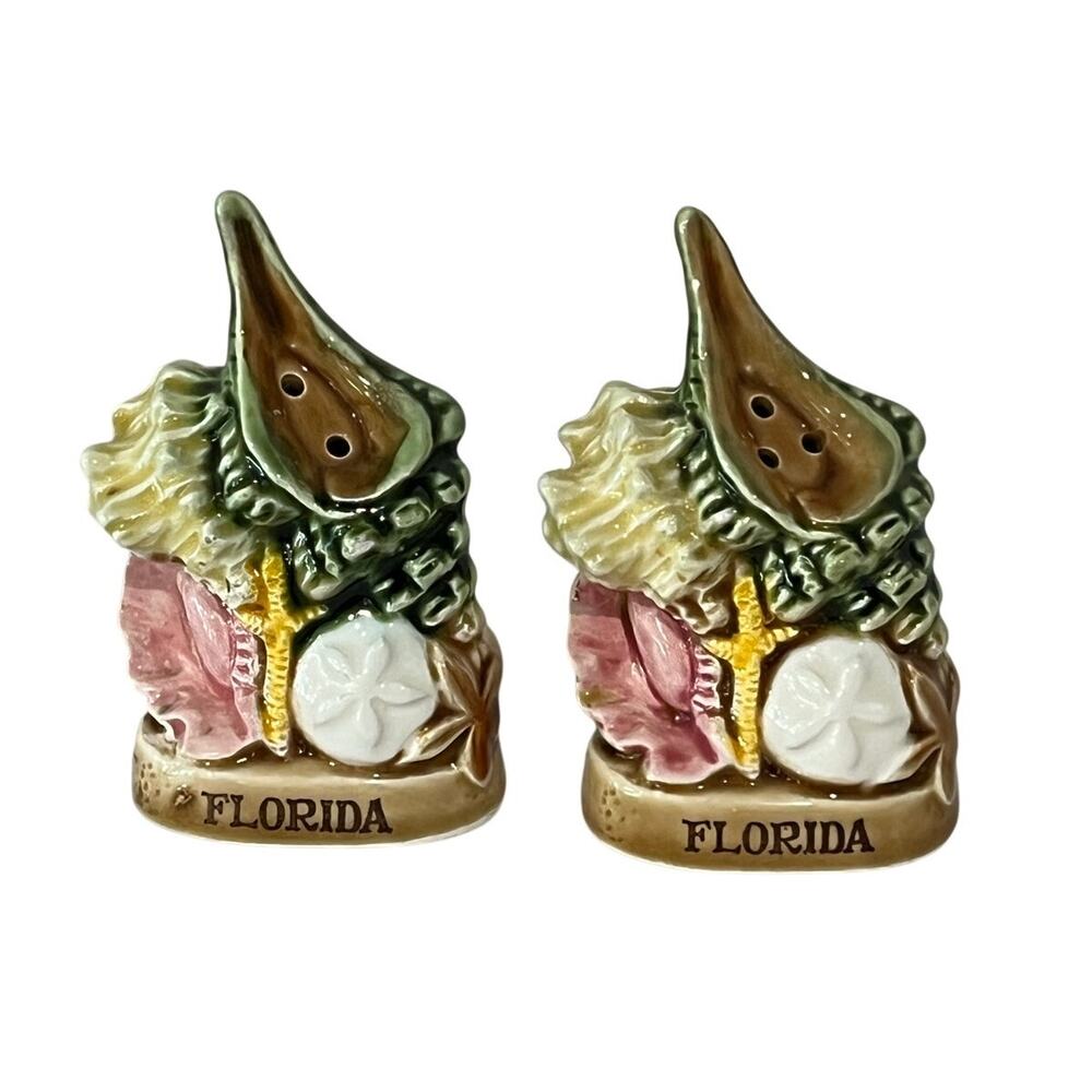 Vintage Florida Seashell‎ Salt Pepper Shakers Made in Japan Coastal Beach Decor